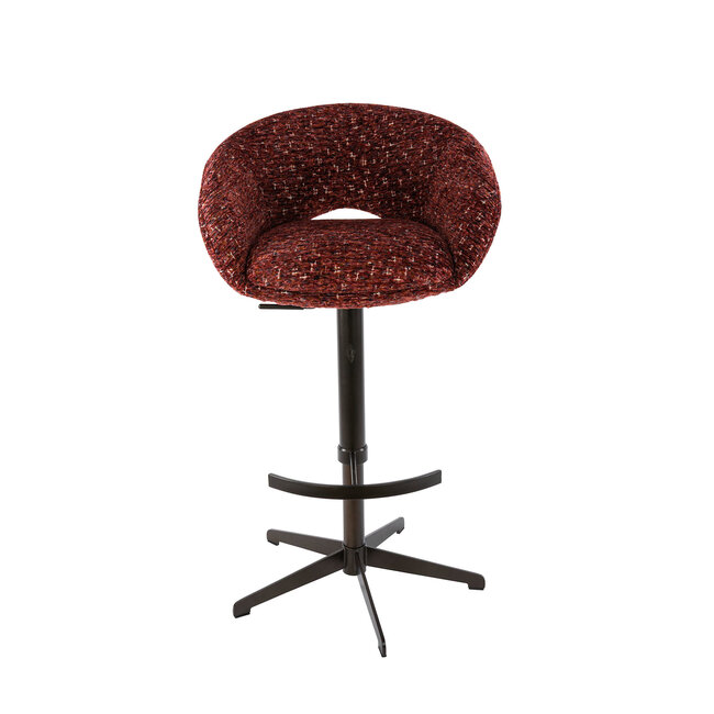 WoonStijl Barstoel Cupa Delviro bordeaux rood - Frame bruin in hoogte verstelbaar