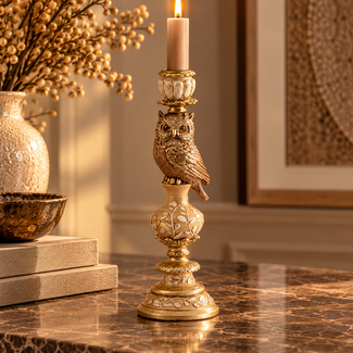 Light en Living Kandelaar Ø9x26 cm OWL zand+goud
