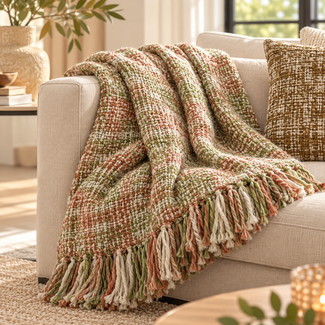 Light en Living Plaid 170x130 cm FUENTA groen+koraal