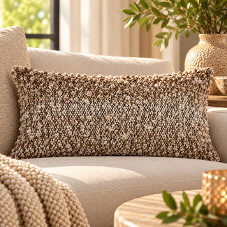 Light en Living Kussen 30x60 cm MEZOKI bouclé bruin