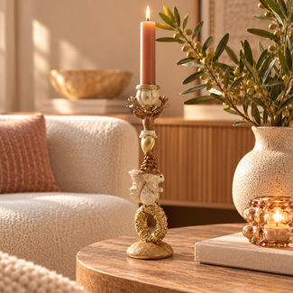 Light en Living Kandelaar 9,5x9x33 cm CERVINA zand+goud