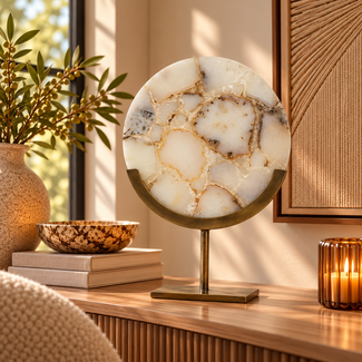 Light en Living Ornament GOUYA wit agaat en antiek brons