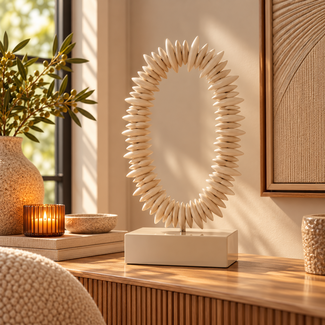 Light en Living Ornament op voet 10x22x40 cm RING zand