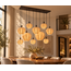 Light en Living Hanglamp 10L 144x49x200 cm HUXI Donkerbruin houtprint + linnen crème