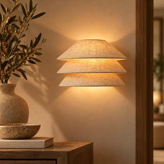 Light en Living Wandlamp E14 28x14x19 cm WARIDO linnen naturel