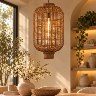 Light en Living Hanglamp Ø37x64,5 cm DORZAN rotan bruin