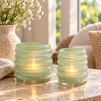 Light en Living Windlicht Ø11,5x10,5 cm MILYAN glas melk mintgroen