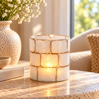 Light en Living Theelicht Ø10x11 cm DRONERO glas transparant+wit