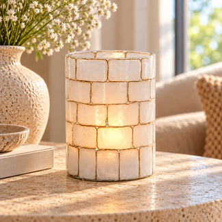 Light en Living Theelicht Ø14x20 cm DRONERO glas transparant+wit
