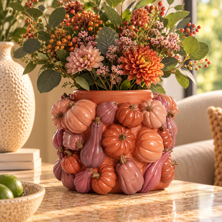 Light en Living Vaas deco Ø28x18 cm PUMPKIN rood