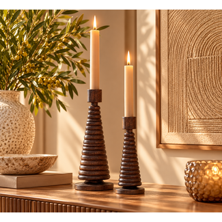 Light en Living Kandelaar Ø9x27.5 cm ALMOLA mango hout donker bruin