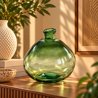 Light en Living Vaas Macello glas - Donkergroen met lichtgroen