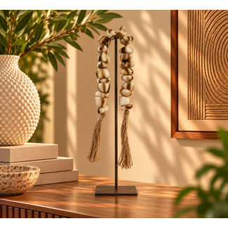 Light en Living Ornament op voet 12,5x12,5x50 cm CURTANI creme-bruin+bruin