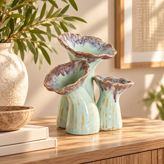 Light en Living Vaas deco 18x13x17,5 cm MISURINA paars-lichtblauw