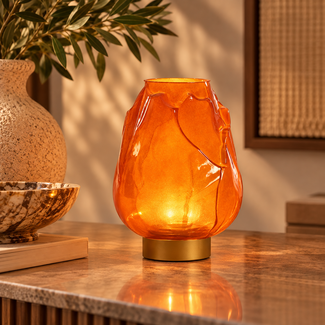 Light en Living Tafellamp Ginny LED op batterij oranje goud 19,5 cm