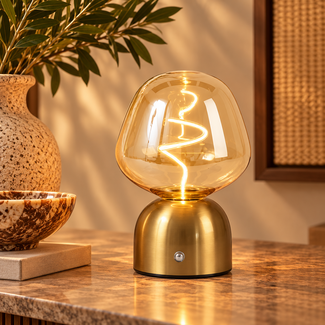 Light en Living Tafellamp LED Ø12,5x19,5 cm VAZYR goud+glas amber