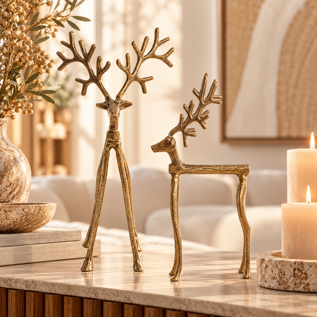 Light en Living Ornament 20.5x13x47 cm REINDEER goud