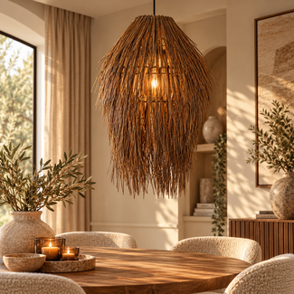 Light en Living Hanglamp Ø54x74 cm ARISCO rotan donker bruin