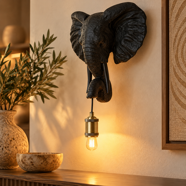 Light en Living Wandlamp ELEPHANT 35x13x36 cm mat zwart van Light & Living