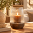 Light en Living Windlicht Ø22x30 Cm MINAS glas Rib helder+hout donkerbruin