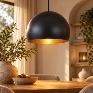 Light en Living Jaicey hanglamp Ø45x32,5 cm mat zwart/goud