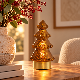 Light en Living Tafellamp LED Ø15x28.5 cm TREE metallic mat geel+goud