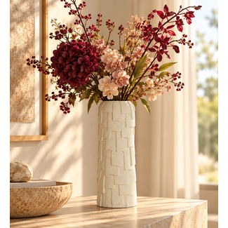 Light en Living Vaas deco Ø14,5x42 cm LEIMA keramiek  mat crème