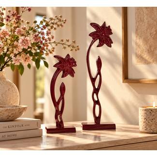 Light en Living Ornament op voet 12x7,5x40 cm DAFFODIL glans bordeaux
