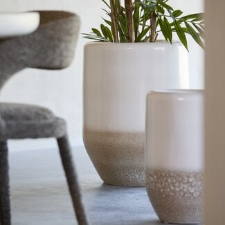Light en Living Vaas / Pot deco Ø48,5x47,5 cm ISAURA keramiek crème + bruin