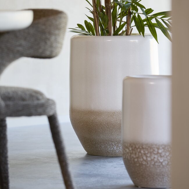 Light en Living Vaas / Pot deco Ø48,5x47,5 cm ISAURA keramiek crème + bruin