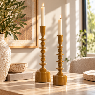 Light en Living Kandelaar MERAKO Okergeel Goud