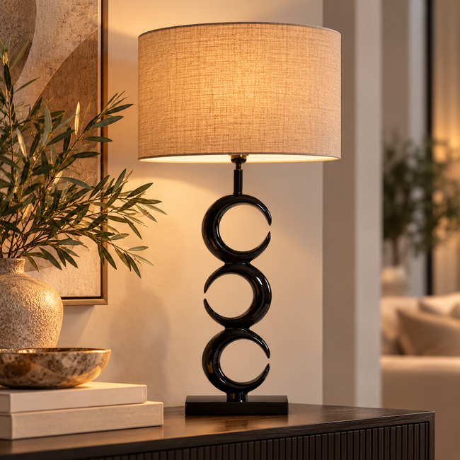 Light en Living Lampvoet 23x13x65 cm MAAN glanzend zwart van Light & Living