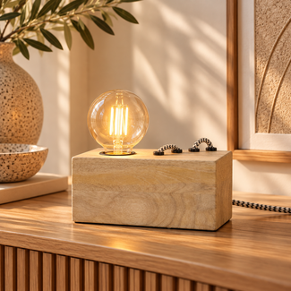 Light en Living Tafellamp 20x9x9 cm RINCA hout naturel