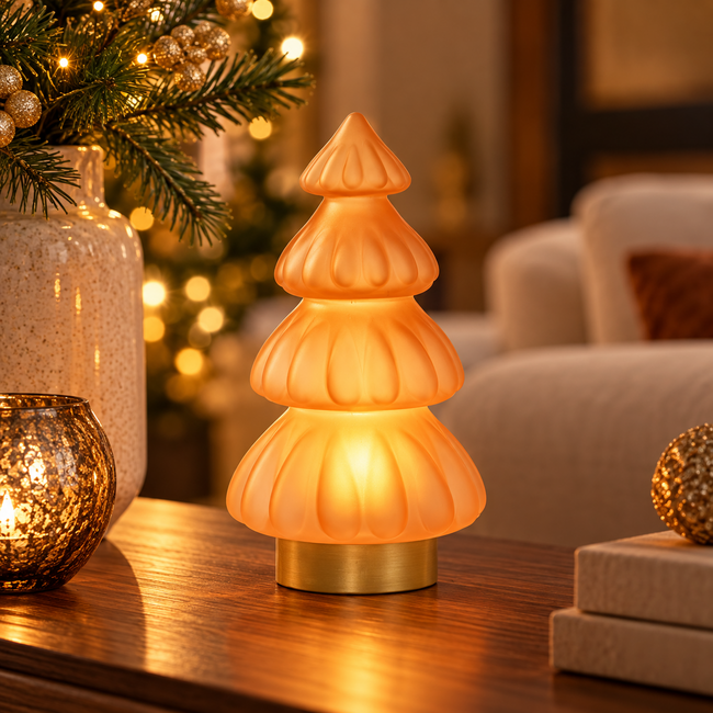 Light en Living Tafellamp LED Ø15x28 cm TREE glas mat  oranje