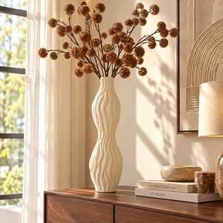 Light en Living Vaas deco 21,5x21x76 cm VANIA keramiek crème