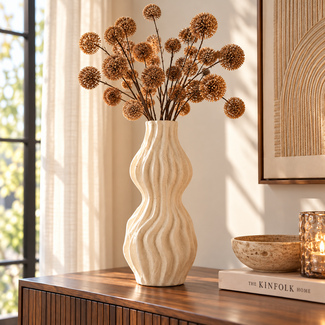 Light en Living Vaas deco 16,5x15,5x39 cm VANIA keramiek crème