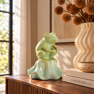 Light en Living Ornament Ø15,5x19,5 cm FROSCH keramiek lichtgroen+lichtblauw