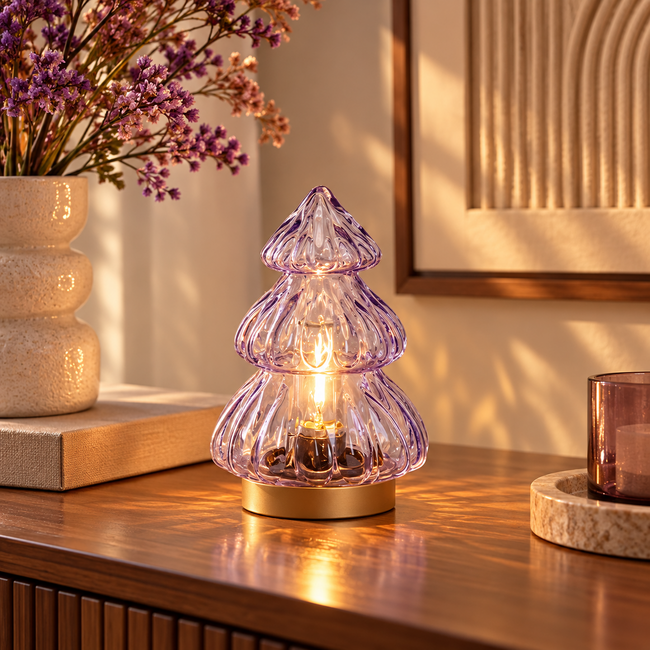 Light en Living Tafellamp LED Ø12x18 cm TREE lila-goud