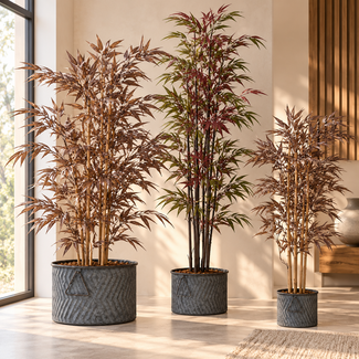 Light en Living Ornament in pot 120x70x120 cm BAMBOO metallic donker brons