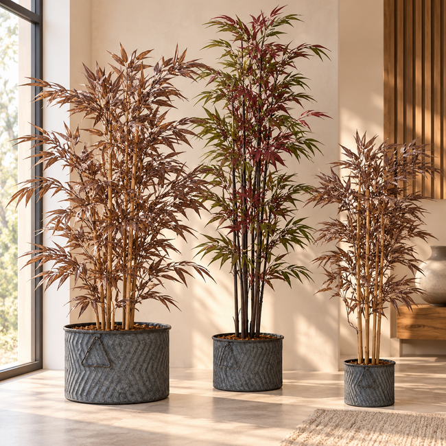 Light en Living Ornament in pot 120x70x120 cm BAMBOO metallic donker brons