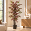 Light en Living Ornament in pot 70x60x150 cm BAMBOO naturel+groen/rood