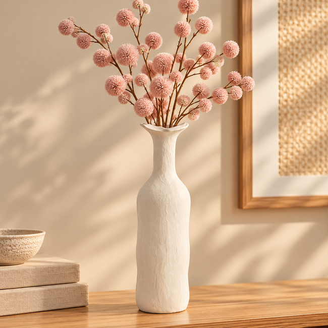 Light en Living Vaas deco 9x8x40 cm TEODORA crème