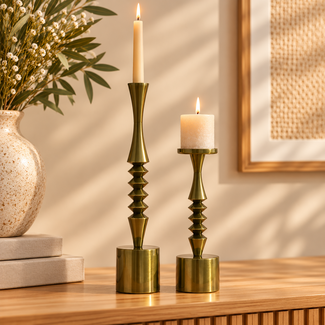 Light en Living Kandelaar Ø11x40 cm MISTRY glanzend  groen goud
