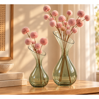 Light en Living Vaas deco Herley glas grijs groen - 2 maten