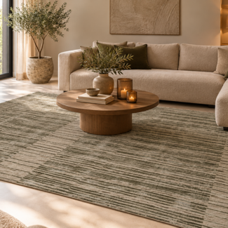 Light en Living Vloerkleed 300x200 cm BOSASO licht  bruin-olijf groen