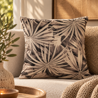 Light en Living Kussen ISHIRI print bruin vierkant