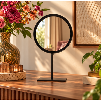 Light en Living Spiegel rond 25x10x45 cm LURI mat zwart