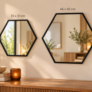 Light en Living Spiegel zeshoek STELVIO mat zwart in 2 maten