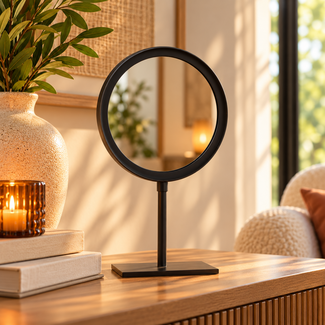 Light en Living Spiegel rond 20x10x35 cm LURI mat zwart