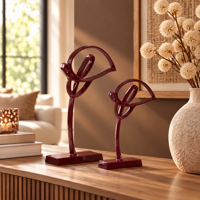 Light en Living Ornament op voet 15x7,5x29 cm CALLA glans bordeaux